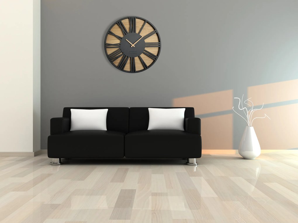 Dekorstudio Moderné drevené hodiny EKO Loft Roman 50cm čierne