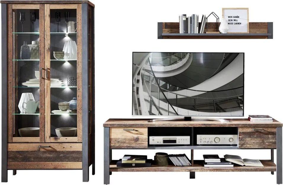 Široká vitrína Cardiff, s osvetlením