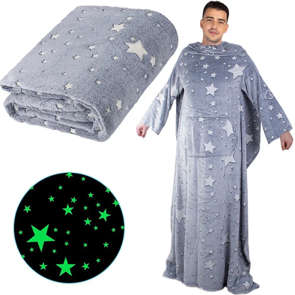 VERK Svietiaca deka s rukávmi - sivá