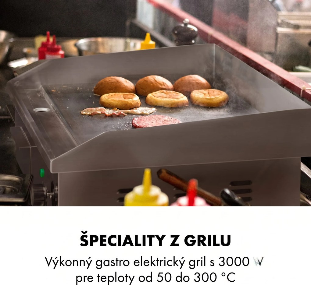 Klarstein Grillmeile 3000G, elektrický gril, 3000 W, grilovacia platňa 54,5 x 35 cm, hladký