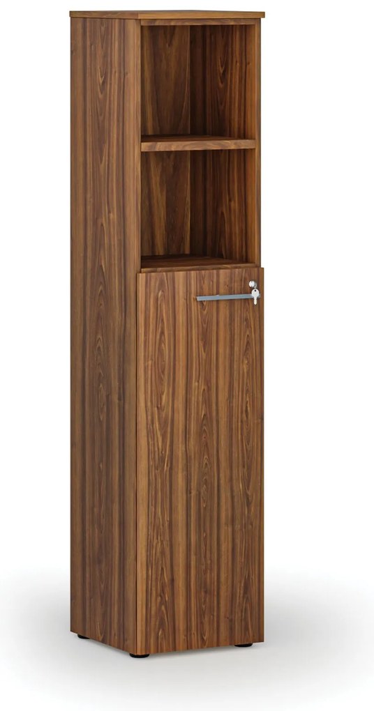 Kombinovaná kancelárska skriňa PRIMO WOOD, dvere na 3 poschodia, 400 x 420 x 1781 mm, orech