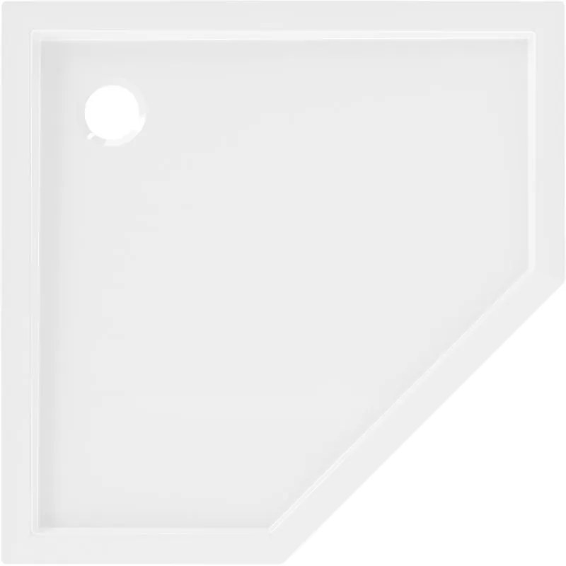 Mexen Flow Slim, päťuholníková úzka sprchová vanička 100 x 100 cm, biela lesklá, 46P101010