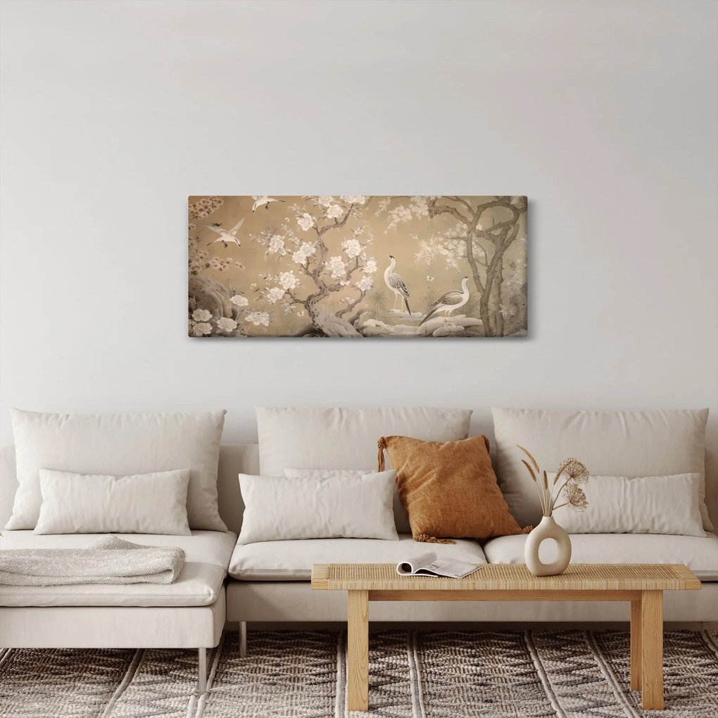 Obraz - Kreslená japonská krajina (120x50 cm)