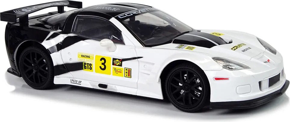 LEAN Toys Športové pretekárske auto R/C v mierke 1:18 Corvette C6.R, biele, 2,4 G, svetlá