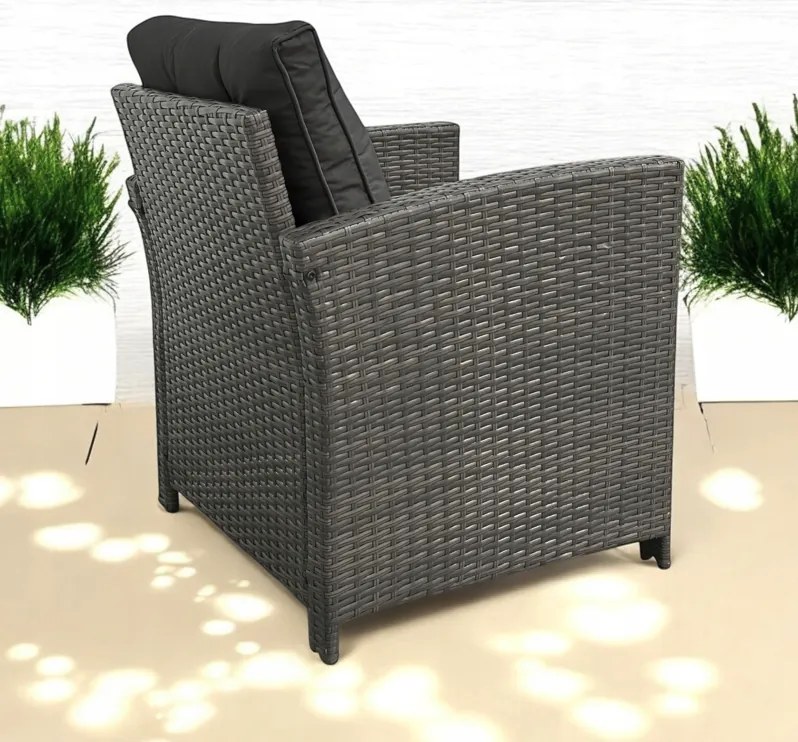 Set dvoch záhradných kresiel z technoratanu SFS020-SC - sivé + sivé vankúše