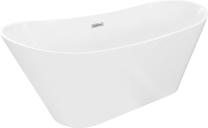 Mexen Dora, voľne stojaca vaňa 150 x 75 cm, biela, chrómový prepad, 52071507500-01