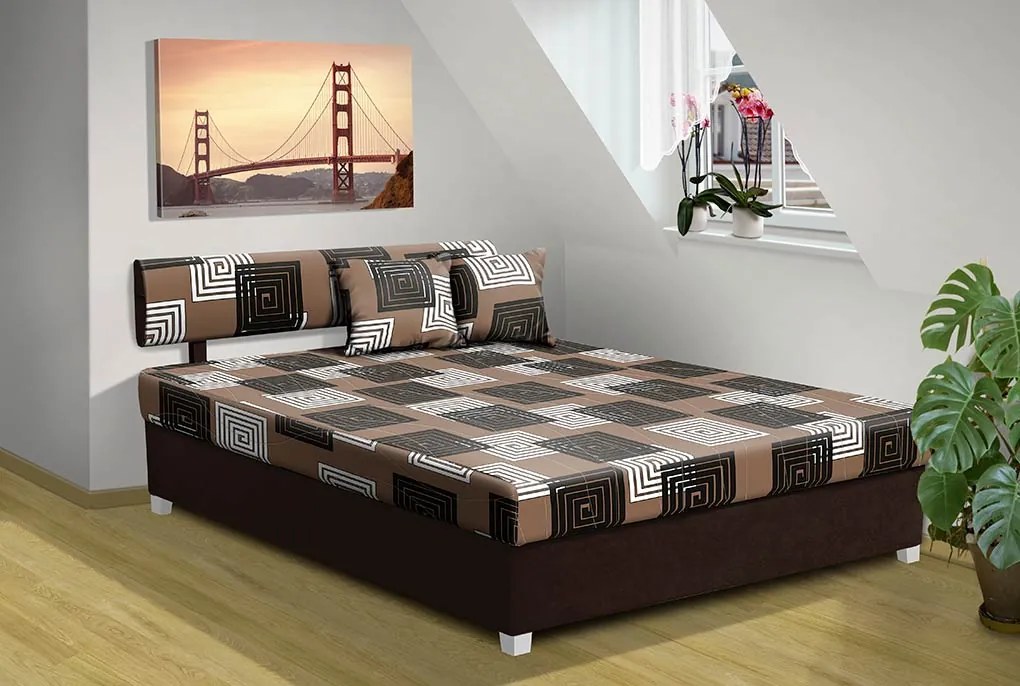 Nabytekmorava čalúnená posteľ s úložným priestorom Aurelie 140 farba čalúnenie: hnědá, čalúnenie: Mega 002 hnědá