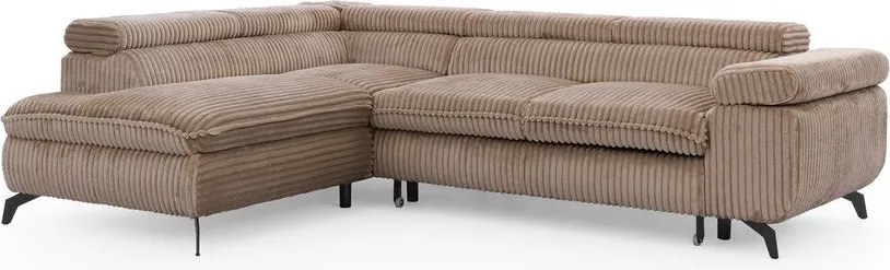 Hnedá menčestrová rohová pohovka (ľavý roh/do L) Marbeya – Ropez