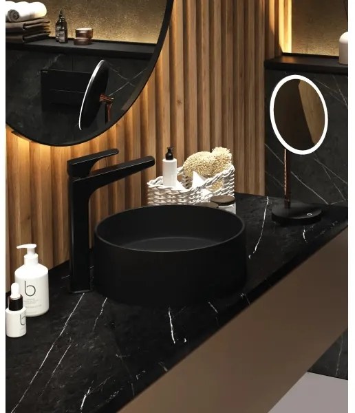 Deante CQS_NU4S - Umývadlo na dosku SILIA pr. 36 cm granit/čierna