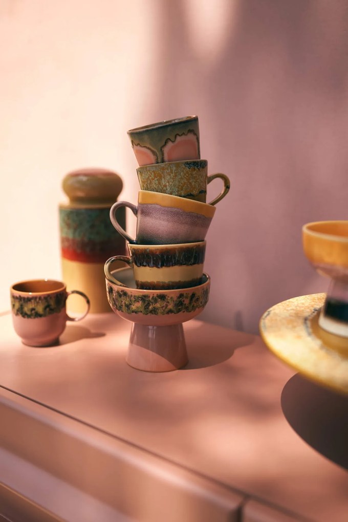 HK living Kameninový hrnček café mug 70's Lush 250 ml