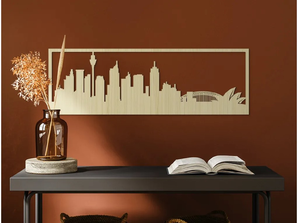 drevko Obraz Sydney panoráma Rozmer obrazu: 29,5 x 89 cm, Farba dekorácie: Čierna