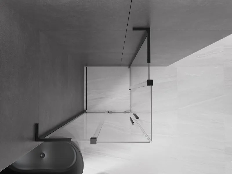 Mexen Velar L Duo, sprchový kút s posuvnými dverami 80 x 80 cm, 8mm číre sklo, čierna matná, 871-080-080-02-03-70