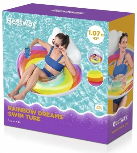 Nafukovacie koleso Bestway 43647 s operadlom, dúha 107 cm