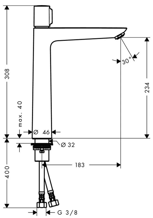 Hansgrohe Talis Select E, umývadlová batéria 240, ovládanie tlačidlom, chrómová, 71753000