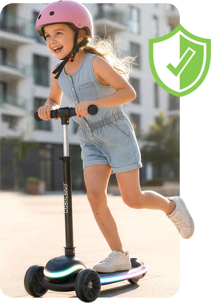 Ricokids Leddi LED balančná Kolobežka pre deti - čierna