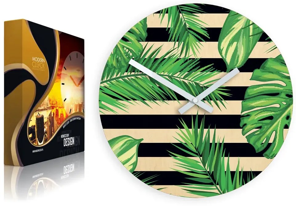 Nástenné hodiny Tropical čierno-zelené