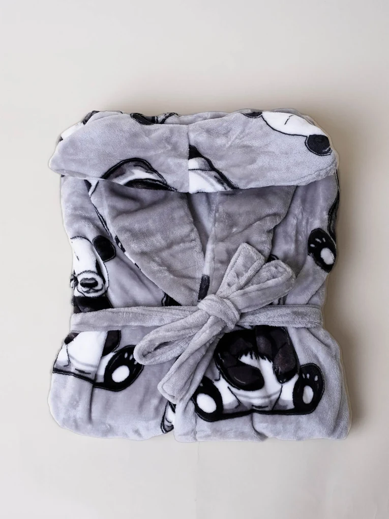Mikroplyšový župan Ema - Panda veľkosť M