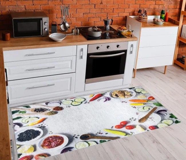 Protišmykový koberec / behúň ANDRE 33580 strieborný / zelený