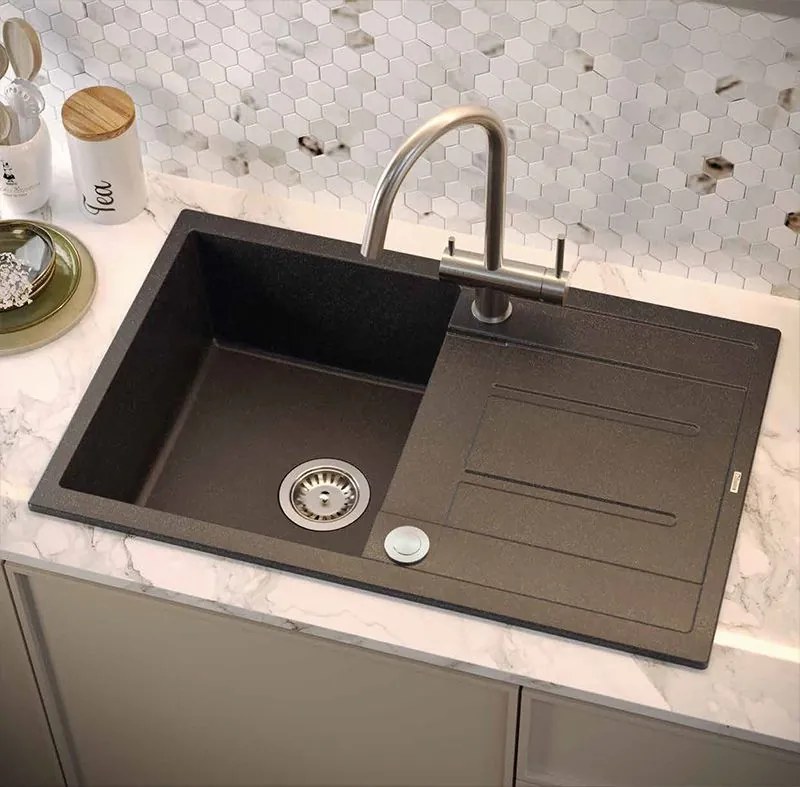 Quadron Caren, vysoká drezová batéria s pripojením vodného filtra, h-350, brúsená oceľ, 3623512_BS