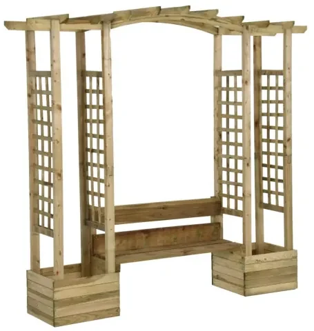 vidaXL Záhradná pergola s lavičkou a kvetináčmi impregnovaný masív-