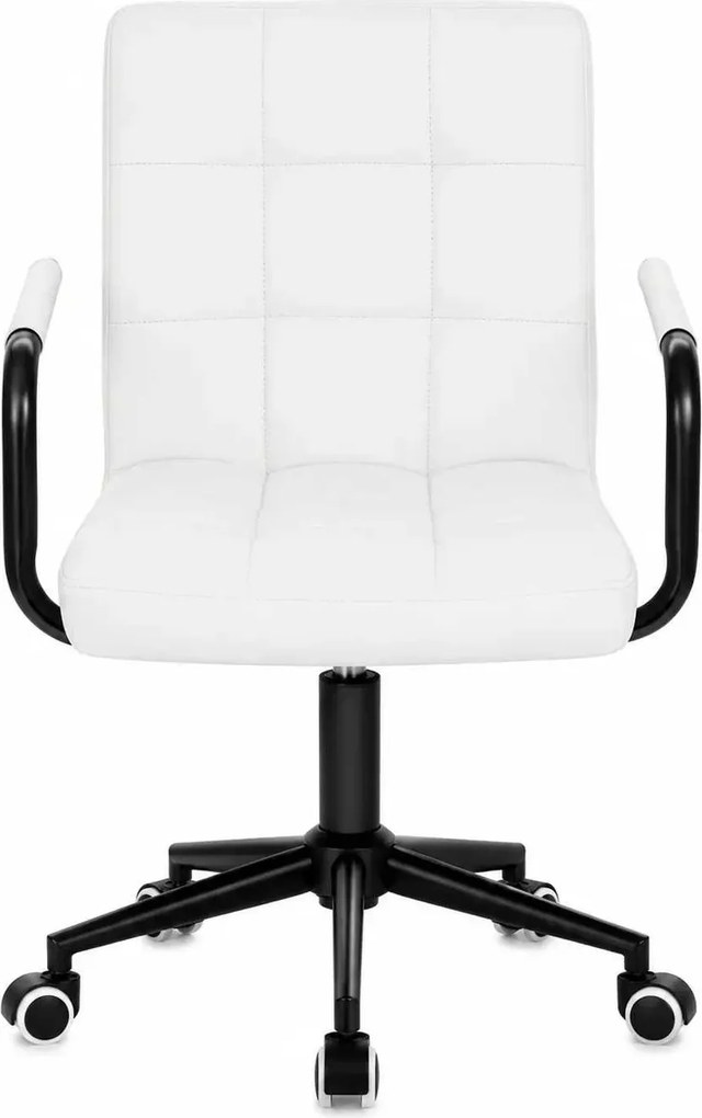 LuxuryForm DESIGN Otočná stolička VERONA BLACK na čiernej podstave s kolieskami - biela