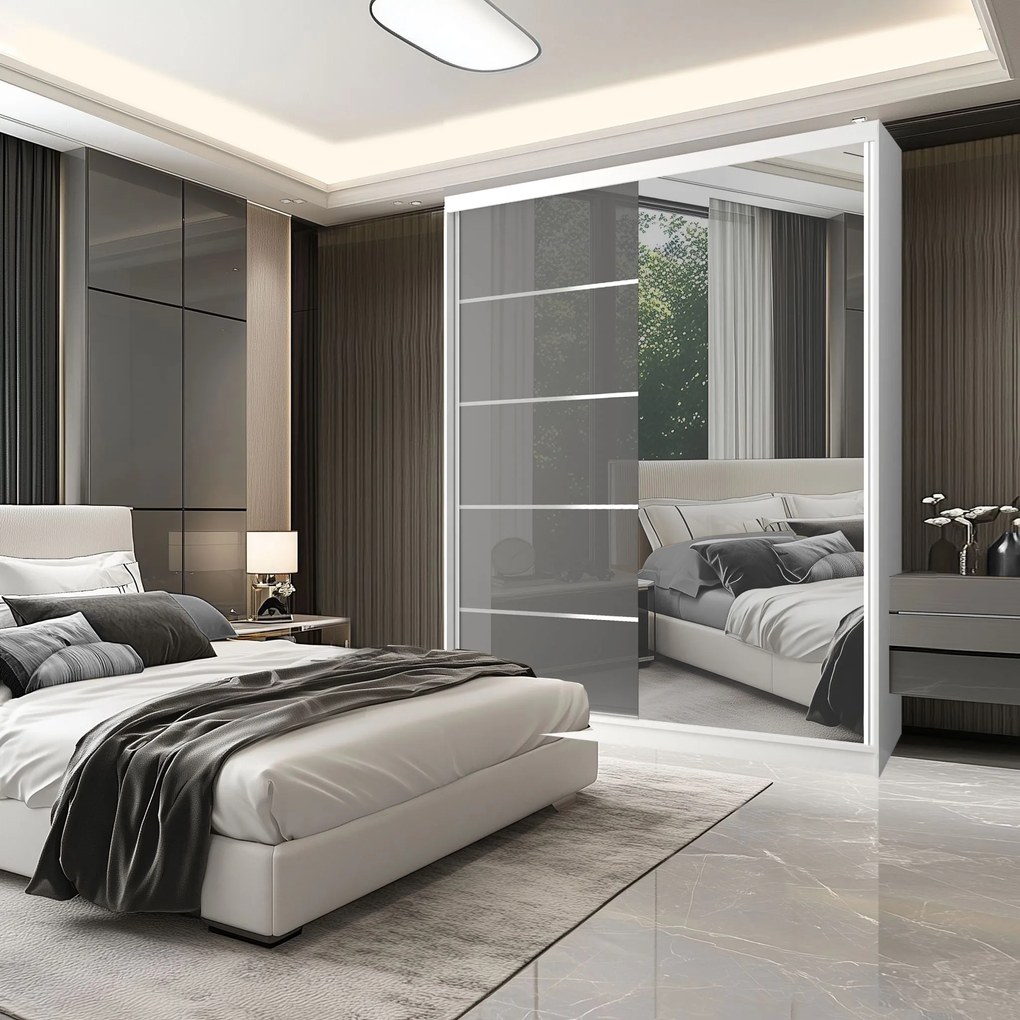 Šatníková skriňa SERENITY 158 cm šedý lesk MGB SERENITY SZP7/0/W/S/0/HIAL