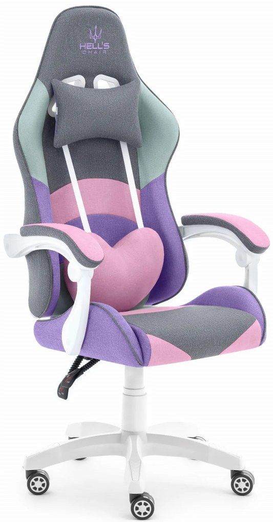 Kancelárska - herná stolička Rainbow ružovo-fialovo-mätovo-šedá 2