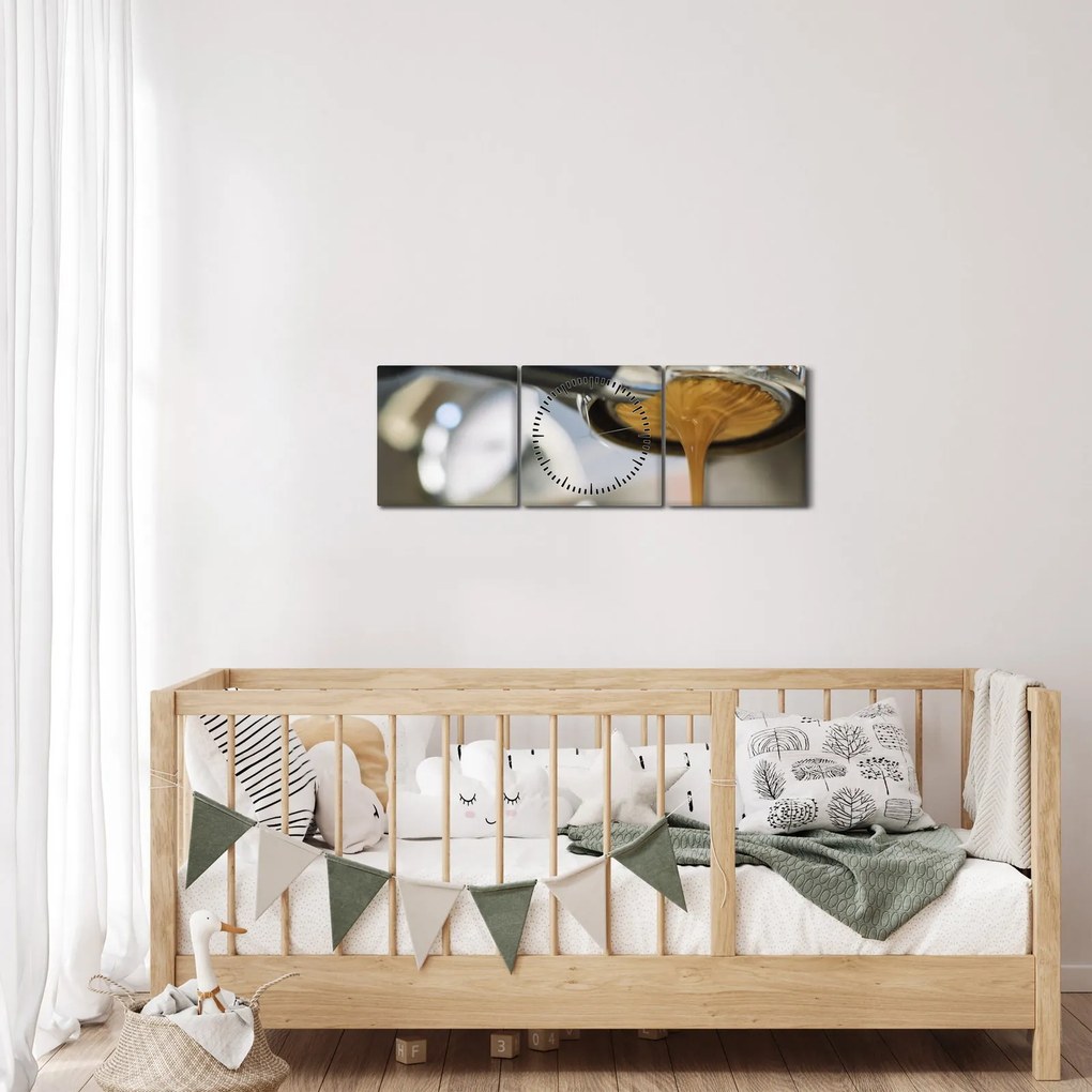 Obraz - espresso (s hodinami) (90x30 cm)