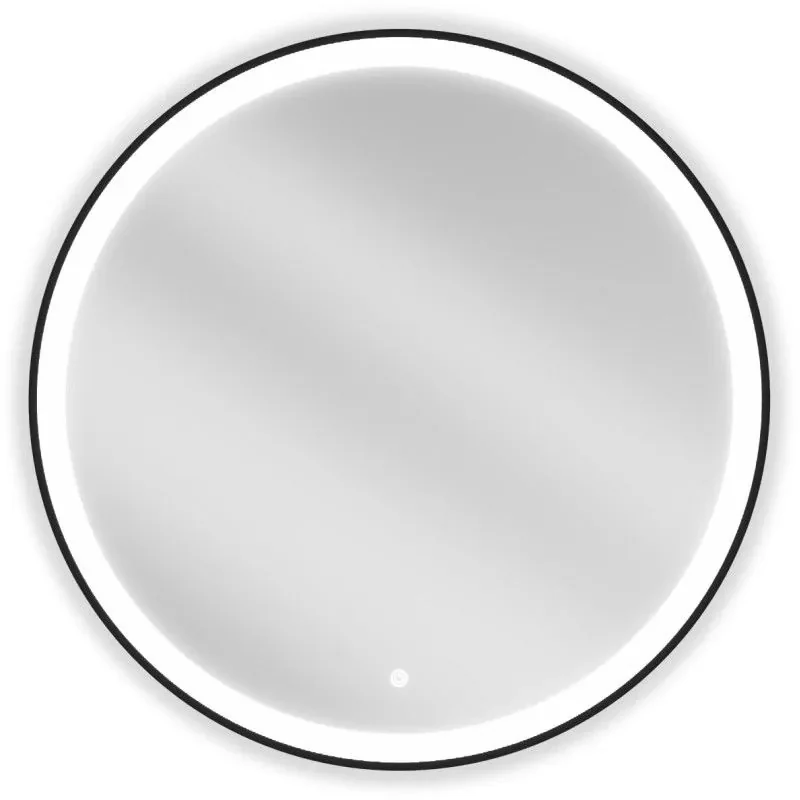 Mexen Esso, okrúhle LED podsvietené kúpeľňové zrkadlo 80 cm, 6000K, vykurovacia podložka proti zahmlievaniu, čierny rám, 9825-080-080-611-70