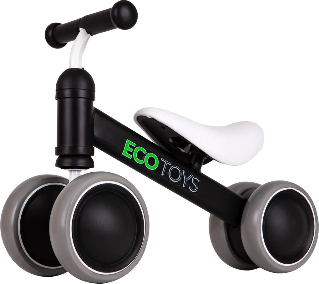 ECOTOYS mini odrážadlo pre deti 18–36 mesiacov, bežecké, čierne, ľahké 2,2 kg