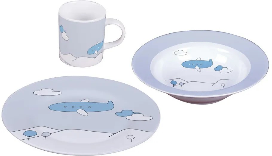 Sambonet Blue Plane sada detského porcelánu, 3 ks