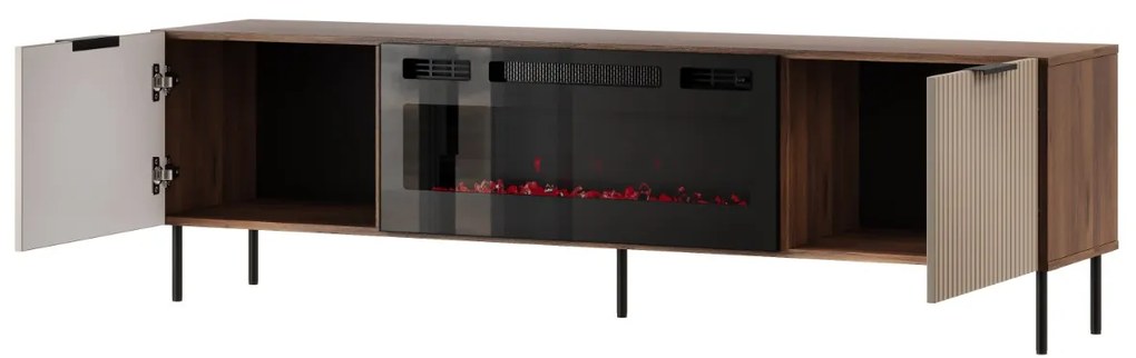 TV STOLÍK S ELEKTRICKÝM KRBOM FLORENCE WARMSKÝ ORECH / KAŠMÍR 180 cm
