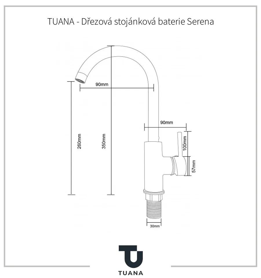 Tuana Serena, drezová stojanková batéria s otočným ramenom h-350, chrómová, CER-TU-428365