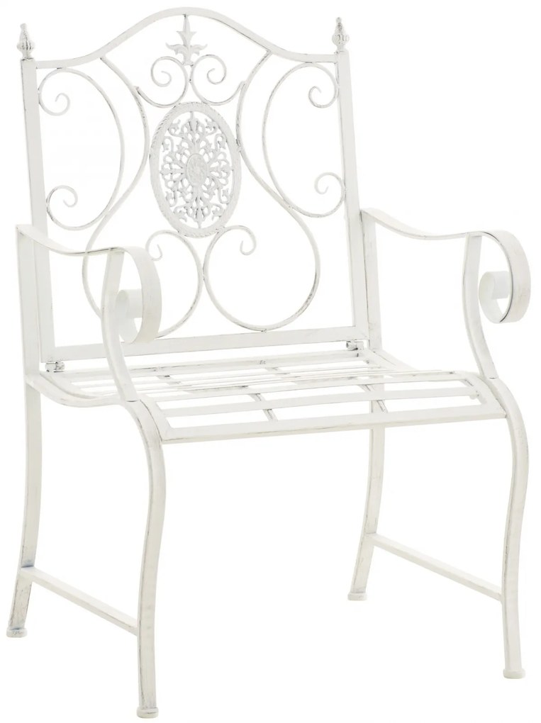 Kovová stolička Punjab s područkami - Biela antik