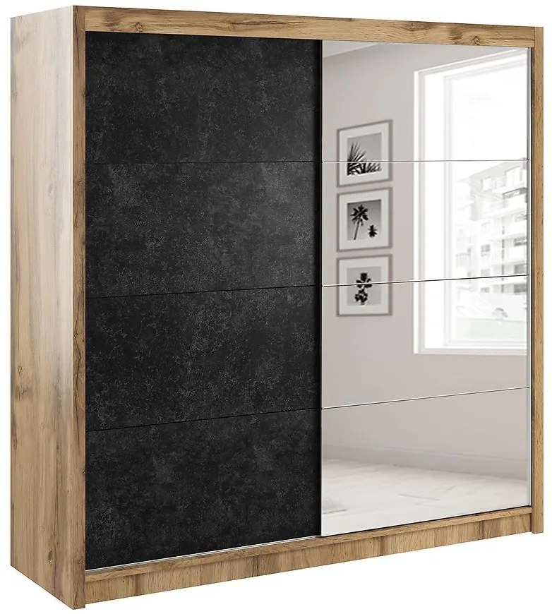 Skriňa Verona 200 betón/zrkadlo