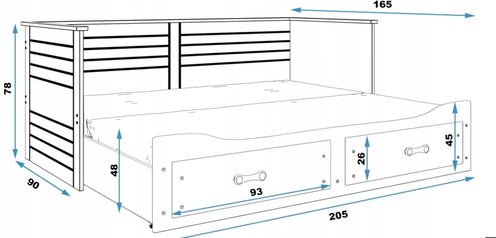 Interbeds Hermes Skladacia detská posteľ 80x200 biela (po rozložení 160x200cm)