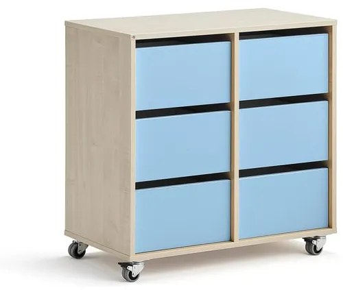 Úložná skriňa CASPER, 6 zásuviek, breza, modrá