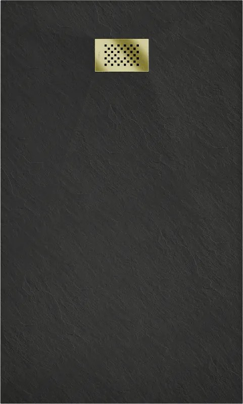 Mexen Hugo, obdĺžniková sprchová vanička SMC 160 x 90 cm, čierna, zlatá krytka, 42709016-G