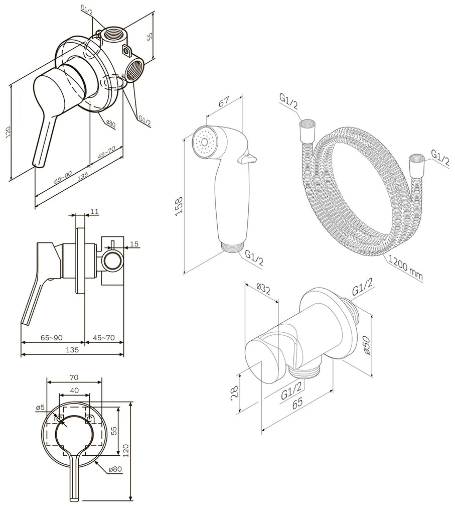 Batéria s hygienickou sprchou AM.PM X-Joy S F40HXB00 chróm