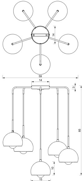 Luster na lanku COOL 5xE27/60W/230V