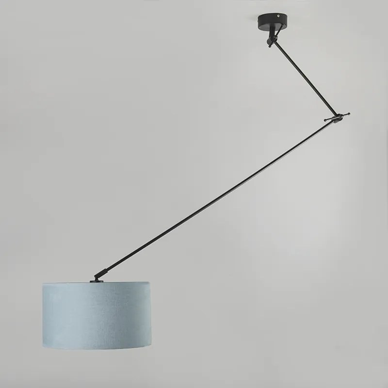 Závesná lampa čierna s tienidlom 35 cm svetlo modrá nastaviteľná - Blitz I.