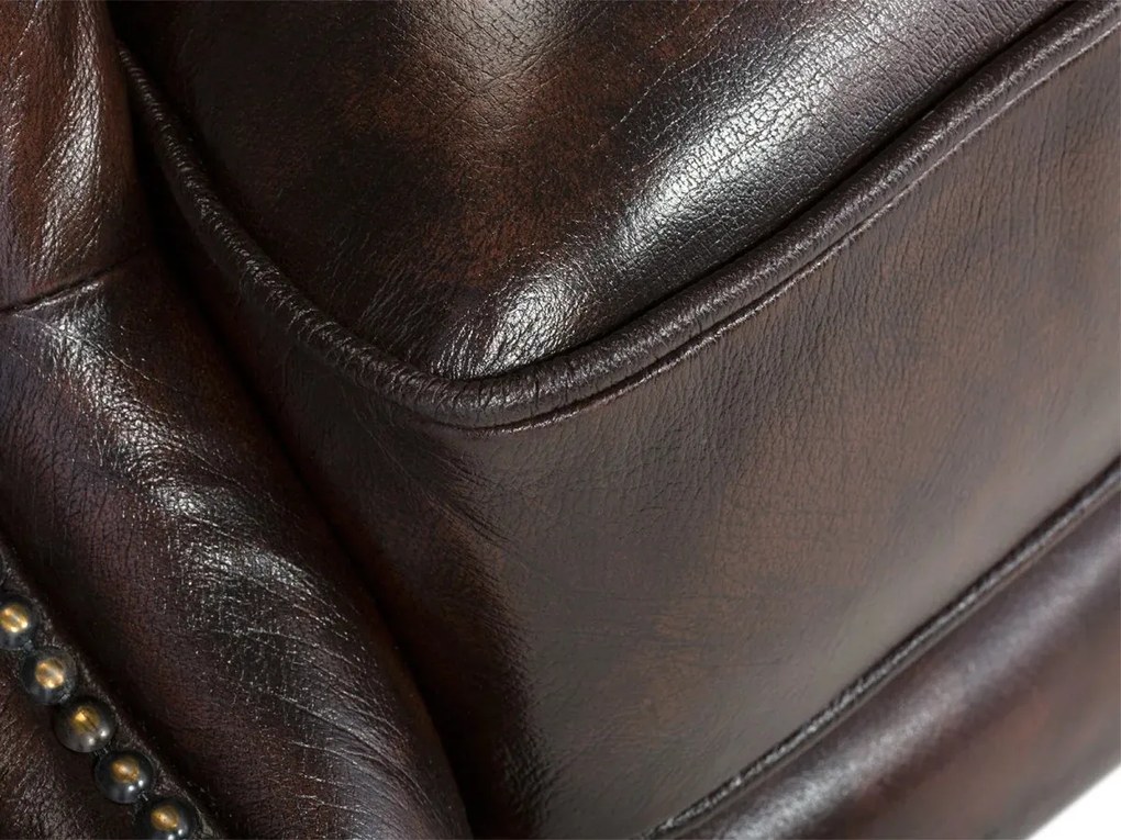 furniture-nabytek.cz - Kreslo ušák Chesterfield Pittsfield z pravej kože, hnedé – 89×79×104 cm