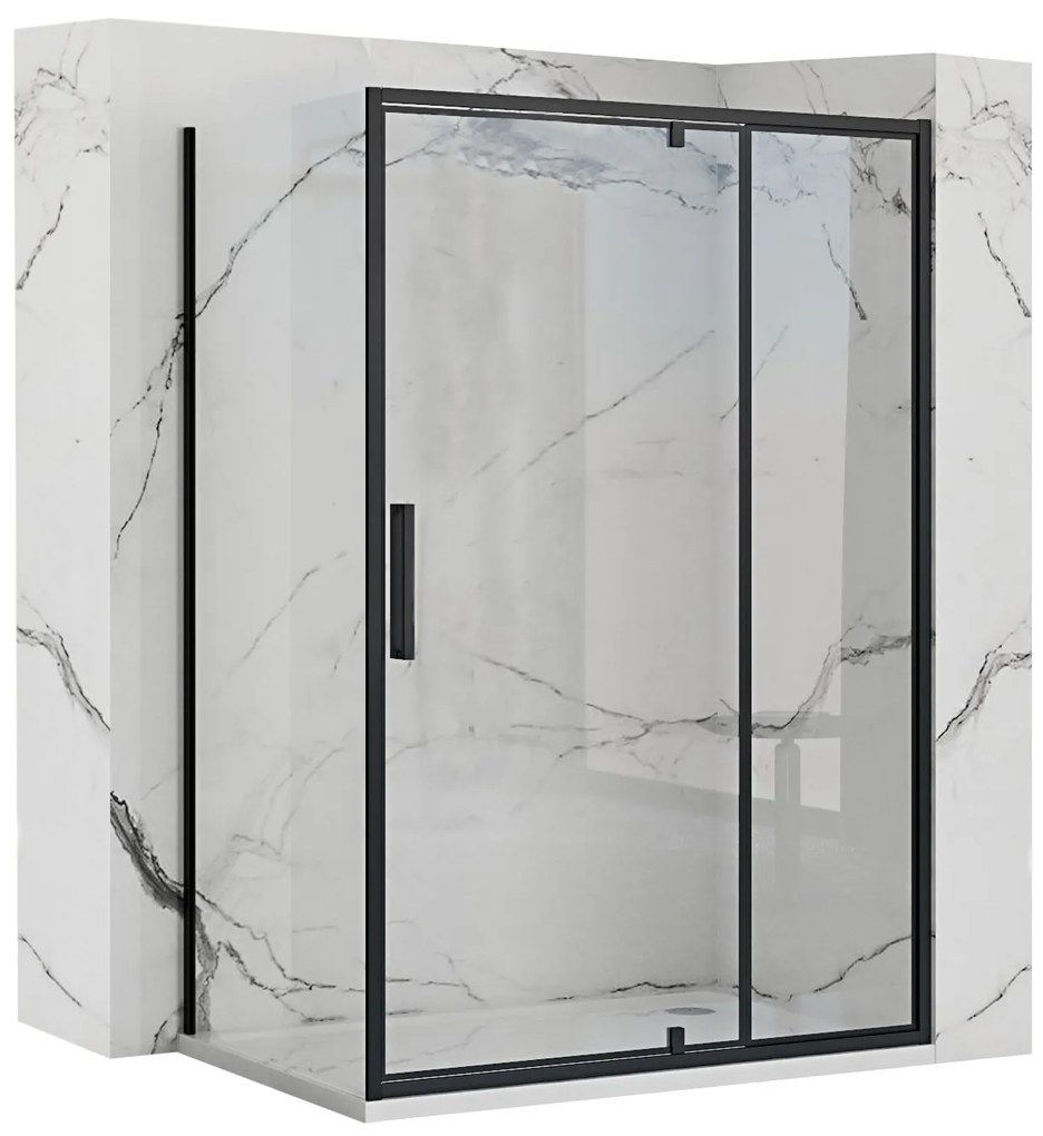 Rea Rapid Swing, rohový sprchovací kút 120 (dvere) x 90 (stena) x 195 cm, 6mm číre sklo, čierny profil, KPL-009935