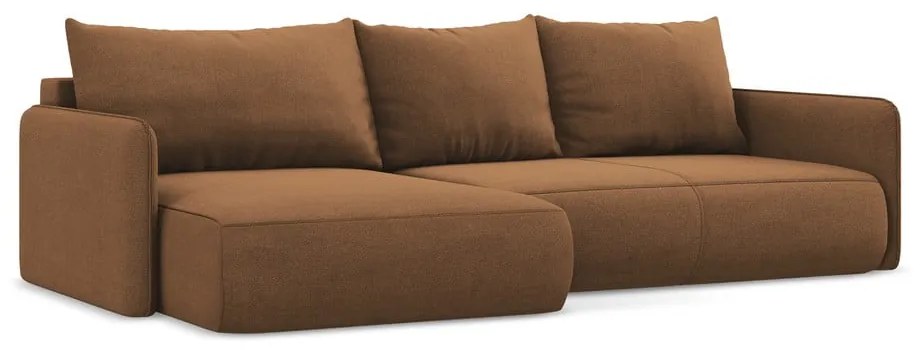 Oranžová rozkladacia/s úložným priestorom rohová pohovka (ľavý roh) Nanea – Makamii