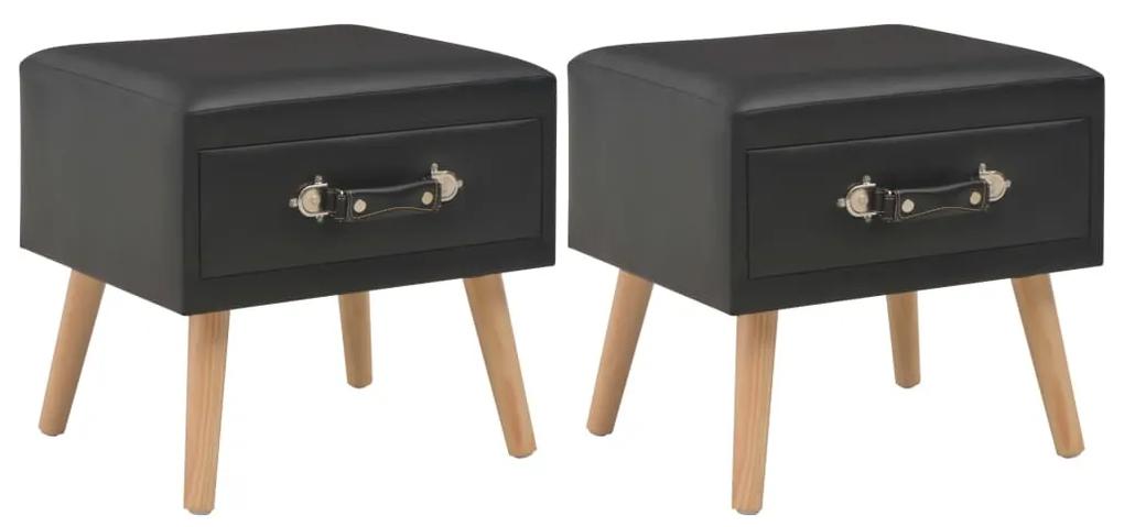 vidaXL Nočné stolíky z umelej kože 2 ks čierne 40x35x40 cm