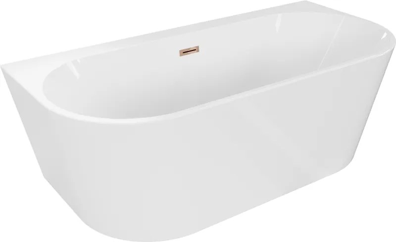 Mexen Oval+ vaňa 170x80 cm, biela s prepadom v ružovom zlate