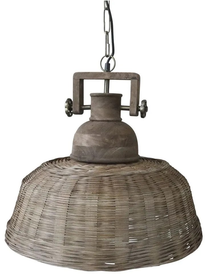 Prírodné drevené svetlo s ratanovým tienidlom Roellie - Ø 50*43 cm/ E27/ 25W