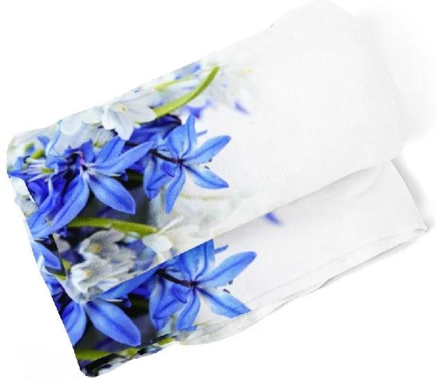 Deka Modré a biele kvety (Rozmer: 200 x 140 cm)