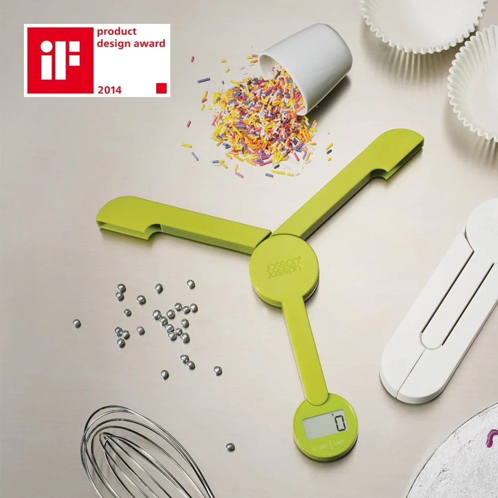 Biela skladacia digitálna kuchynská váha Joseph Joseph TriScale