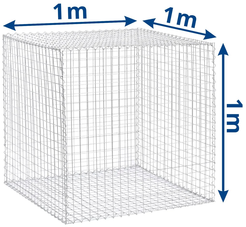 Gabiónový kôš 1×1×1 m, drôt 3 mm, oka 5×5 cm